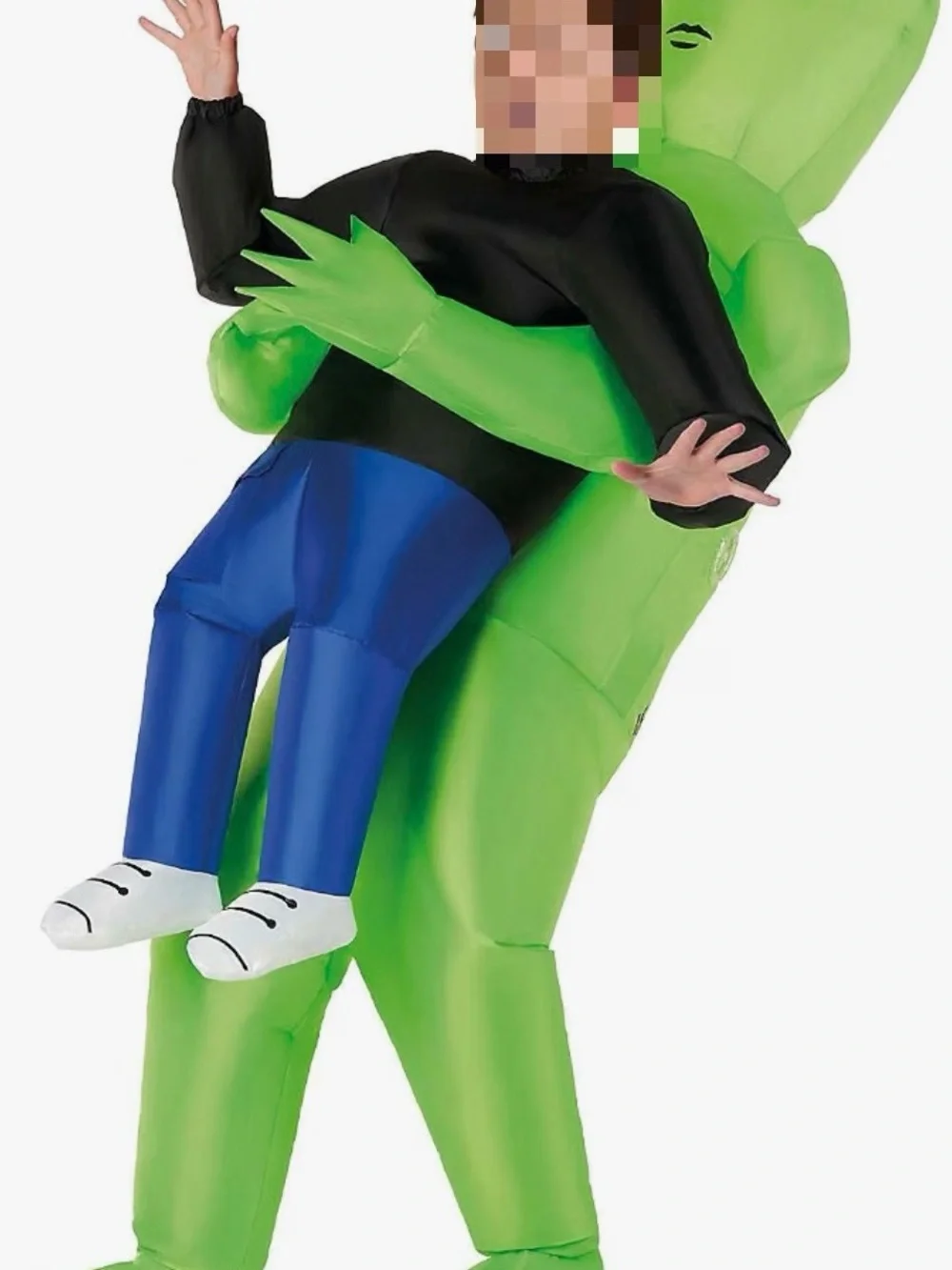 Inflatable Alien Carrying Child Costume - Green & Blue